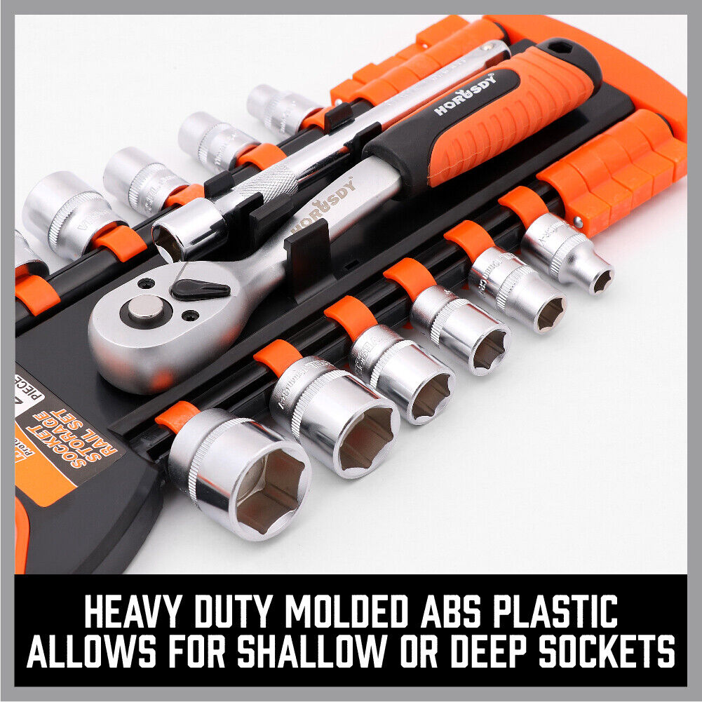 Bicycle Stands & Storage: 3Pc Socket Rails 66 Socket Holder Space Organiser Garage Rack 1/4" 3/8" 1/2"