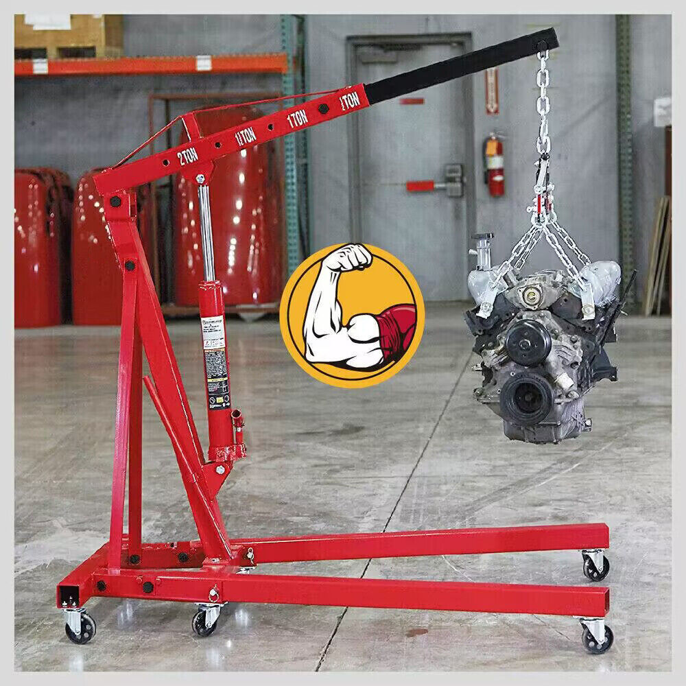 Automotive Lifts & Hoists: 2-Ton Hydraulic Engine Crane Foldable Hoist Stand for Mobile Garage Lifting- Workshop Essential