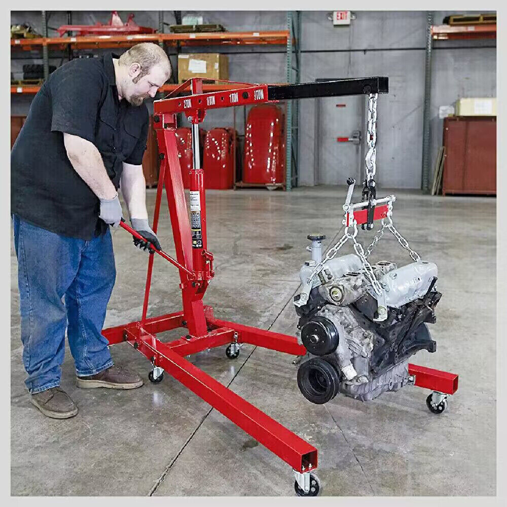 Automotive Lifts & Hoists: 2-Ton Hydraulic Engine Crane Foldable Hoist Stand for Mobile Garage Lifting- Workshop Essential