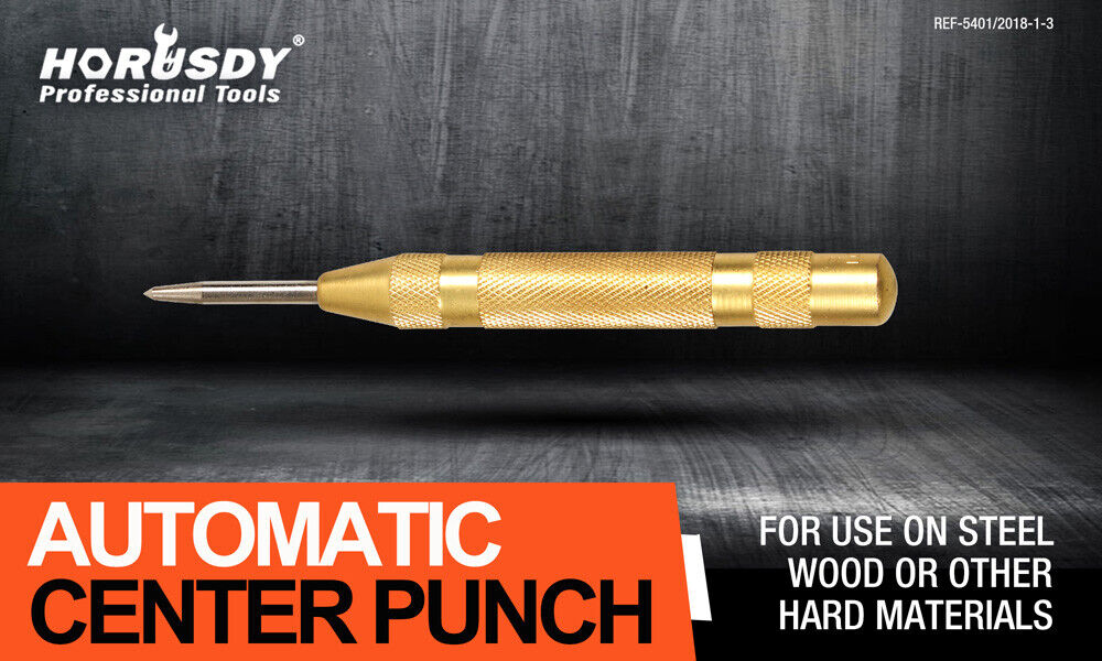 Hand Tools: 125mm/5" Automatic Centre Punch Adjustable Spring Loaded Metal Drill Tool Glod