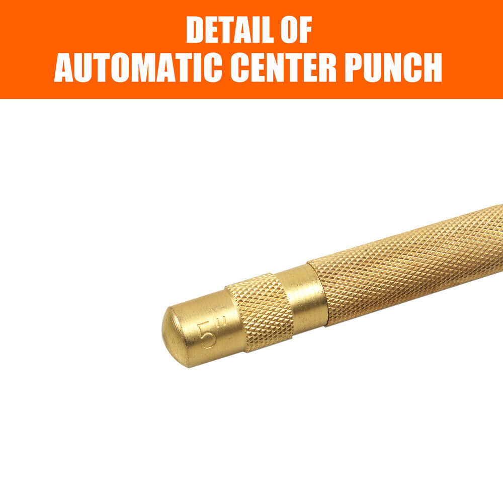 Hand Tools: 125mm/5" Automatic Centre Punch Adjustable Spring Loaded Metal Drill Tool Glod