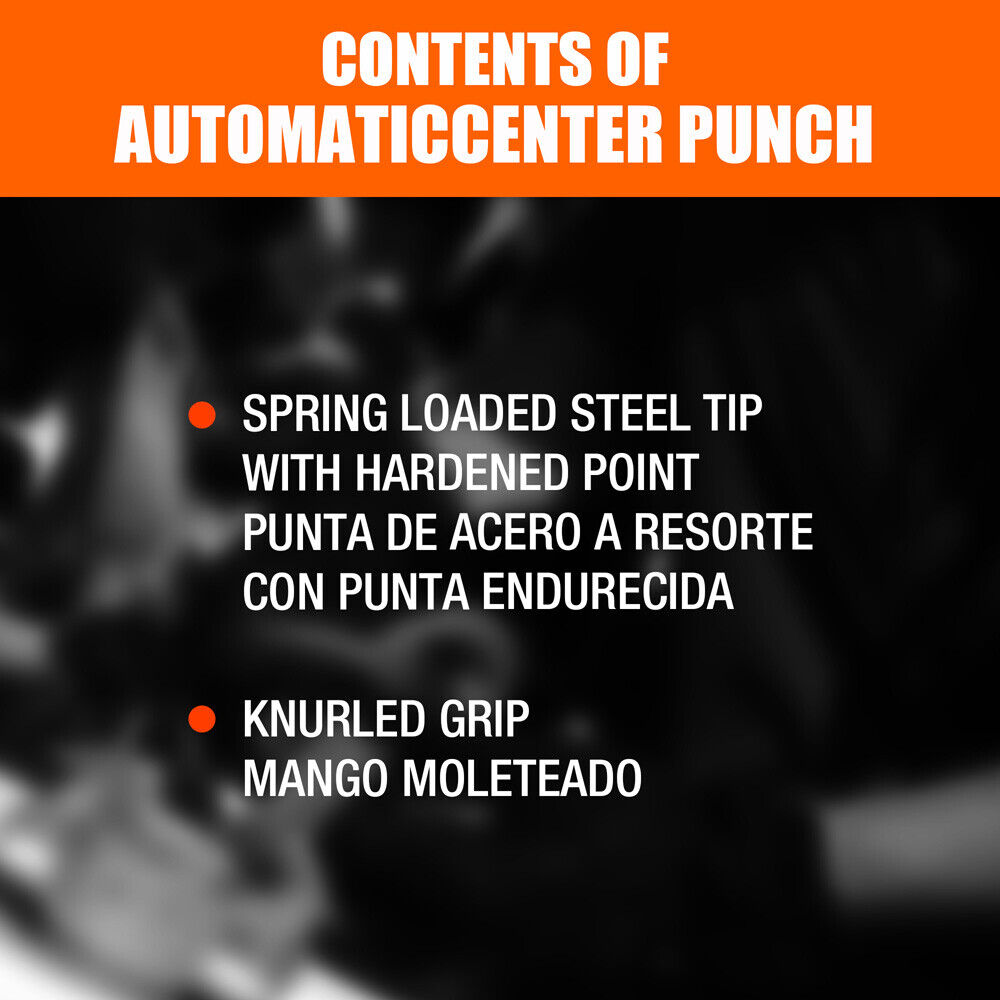 Hand Tools: 125mm/5" Automatic Centre Punch Adjustable Spring Loaded Metal Drill Tool Glod
