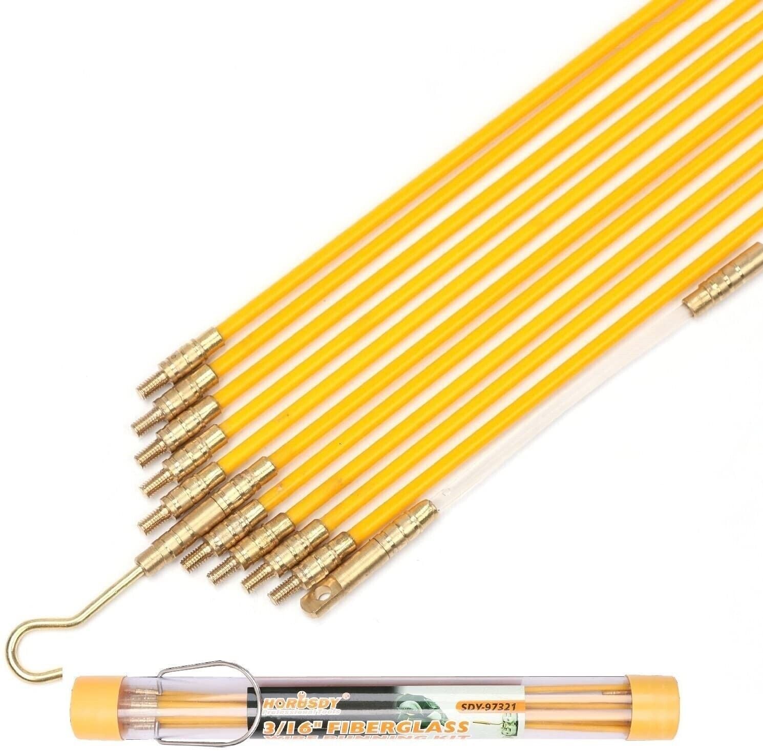 Power & Electrical Supplies: 3.3m ⏀ 4mm Fibreglass Electricians Push Pull Rods Cable Cavity Contractors Duct