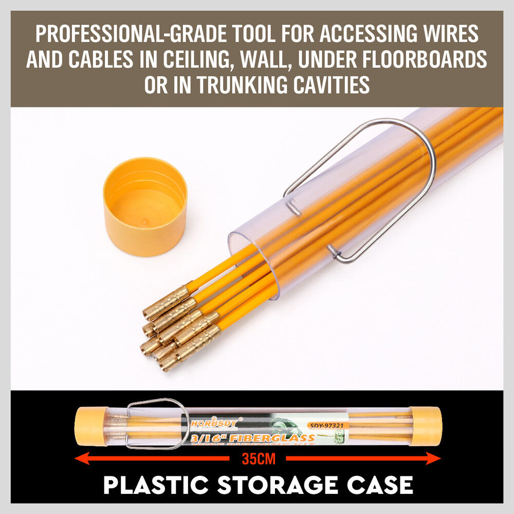 Power & Electrical Supplies: 3.3m ⏀ 4mm Fibreglass Electricians Push Pull Rods Cable Cavity Contractors Duct