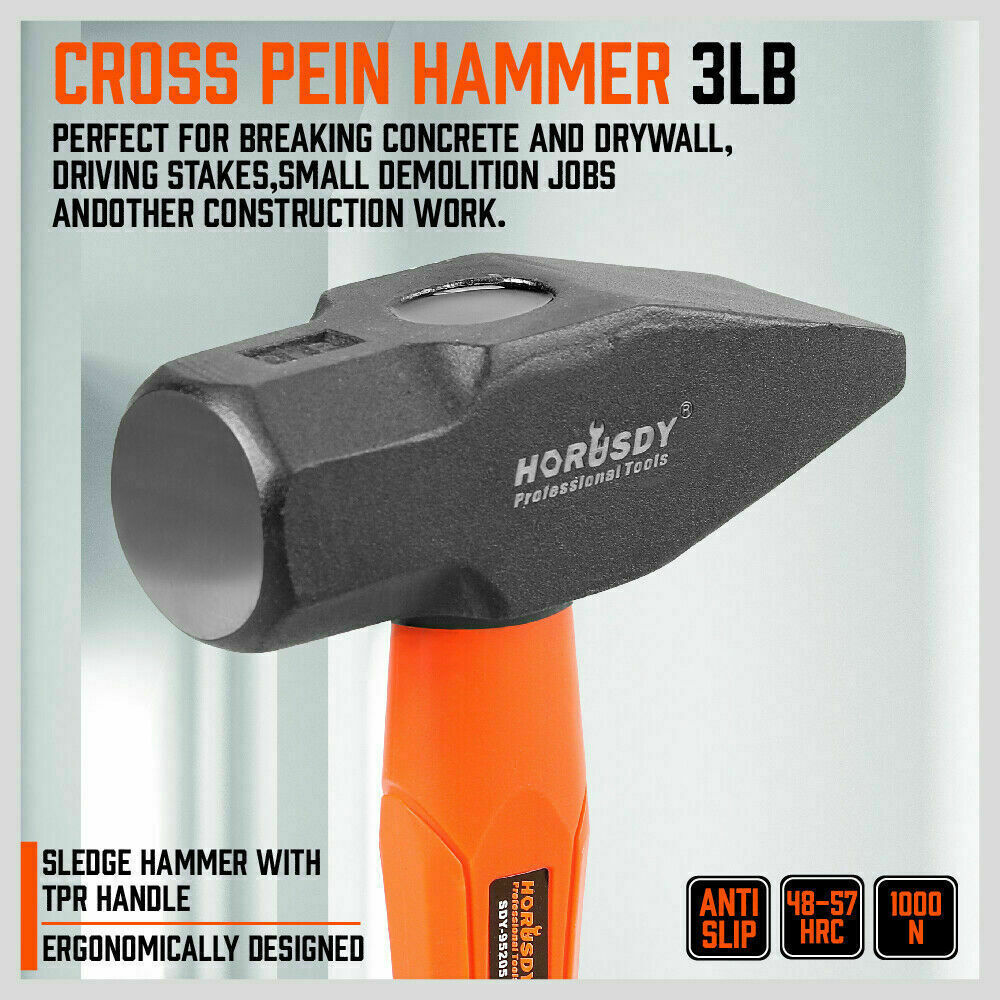 Hammers: 5Pc Hammer Set Rubber / Ball Pein / Sledge / Cross Pein Mallet TPR Grip Handle
