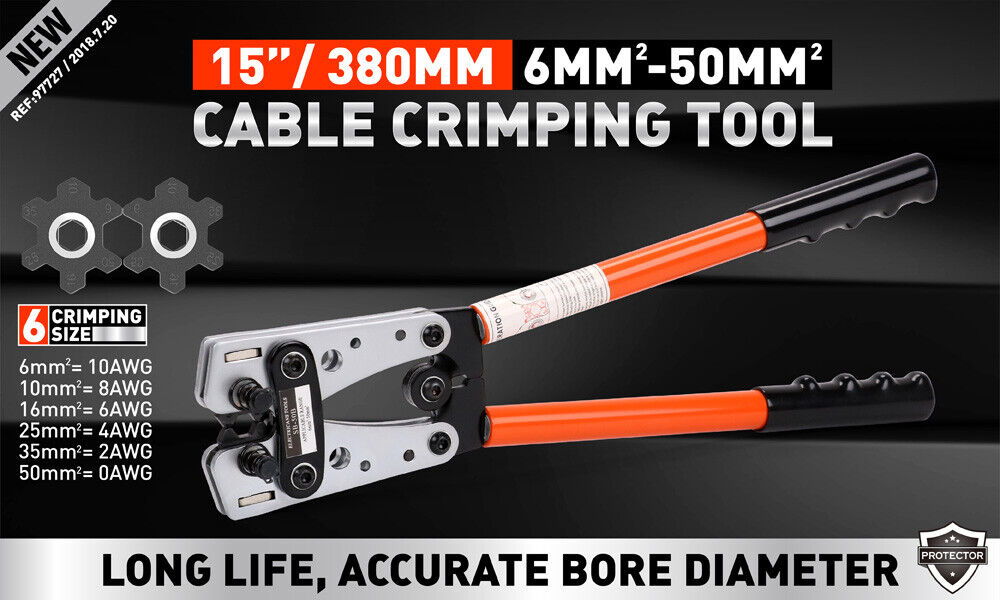 Power & Electrical Supplies: 6-50 mm2 Wire Crimper Cable Crimp Electric Tube Crimping Hand Tool Battery Lug