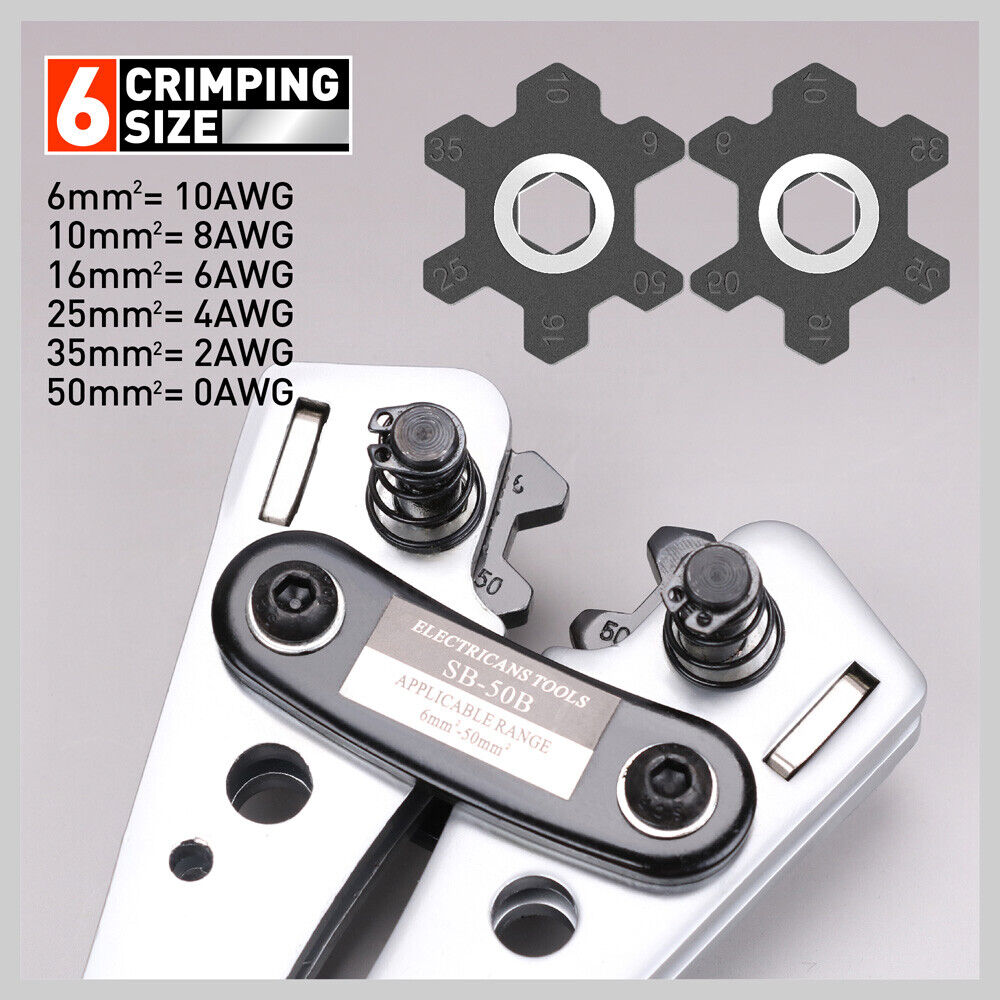 Power & Electrical Supplies: 6-50 mm2 Wire Crimper Cable Crimp Electric Tube Crimping Hand Tool Battery Lug