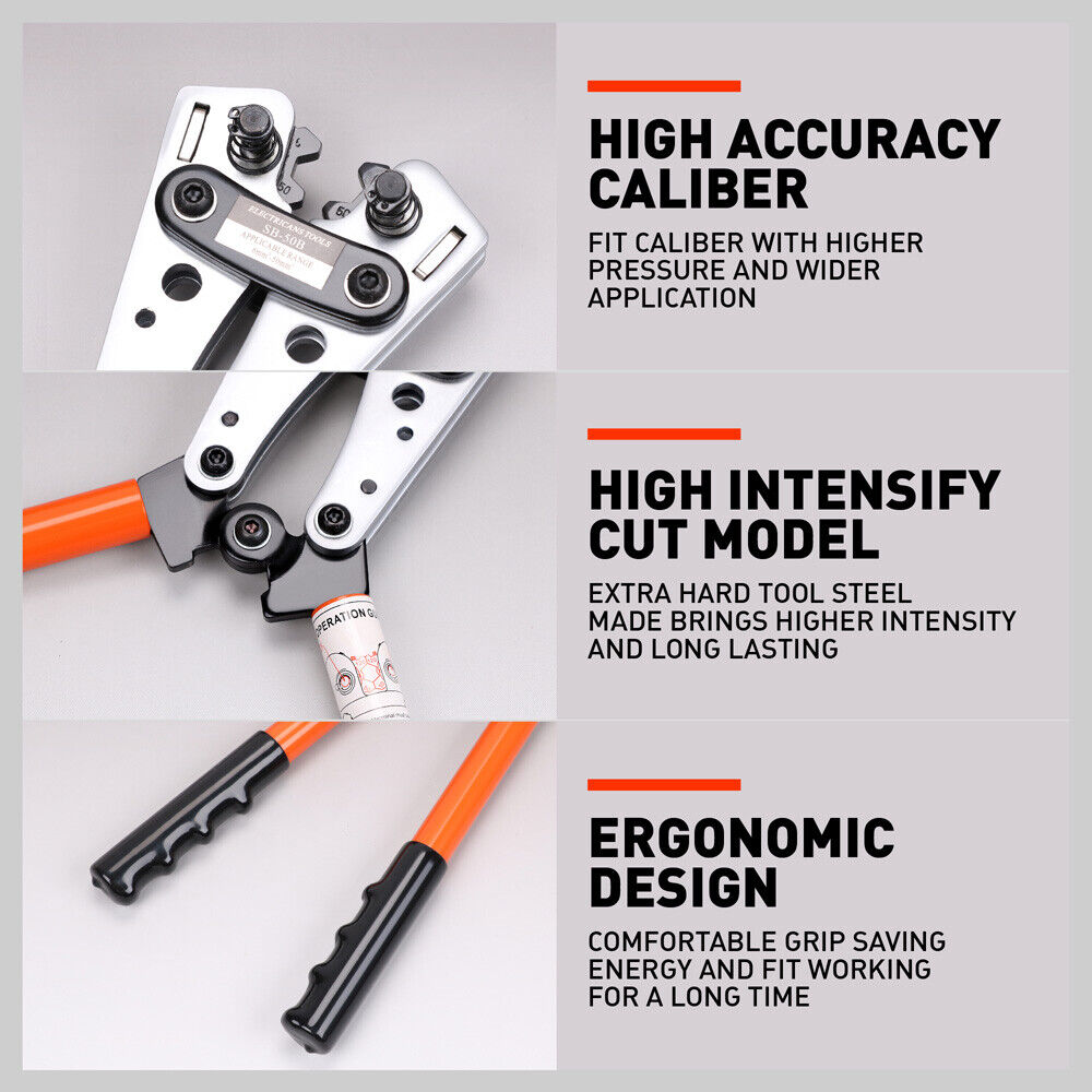Power & Electrical Supplies: 6-50 mm2 Wire Crimper Cable Crimp Electric Tube Crimping Hand Tool Battery Lug