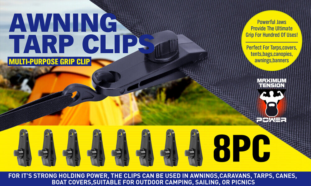 Automotive Repair & Speciality Tools: 8Pc Awning Tarp Clamp Set Clips Hangers Survival Tent Emergency Grommet