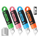 Cutters: 4Pc Box Cutter Snap Off Utility Knife Retractable Grip Handle 10x Spare Blades