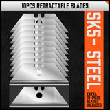 Cutters: 4Pc Box Cutter Snap Off Utility Knife Retractable Grip Handle 10x Spare Blades