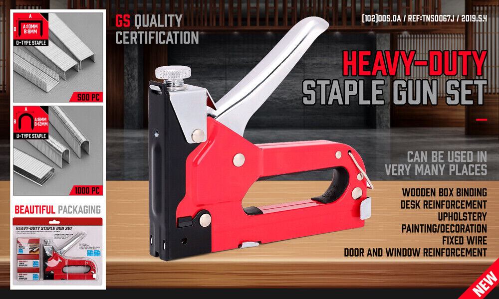 Hand Tools: Heavy Duty Staple Gun Set 2in1 Stapler 1500Pc Staples Tacker Hand Fastener Tool
