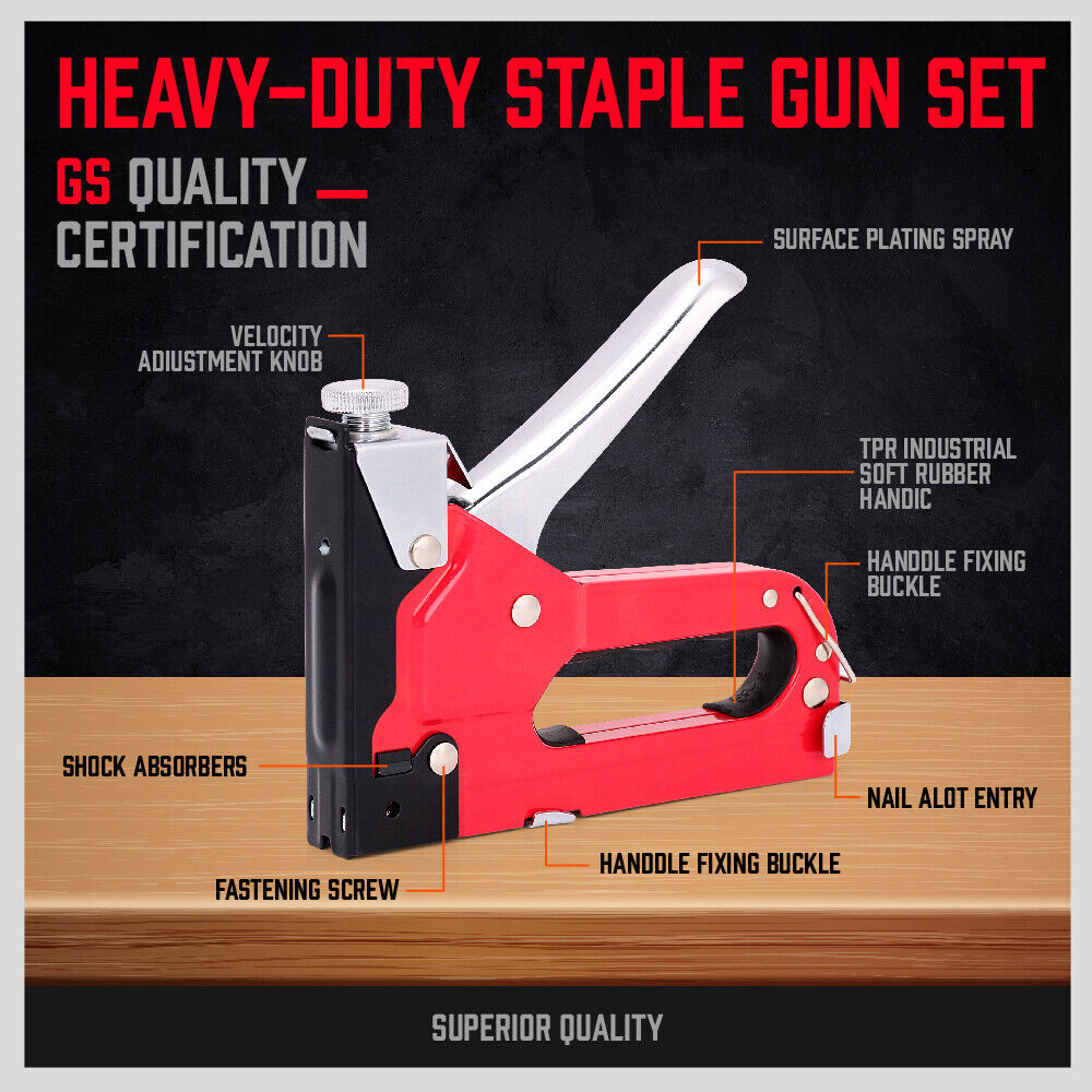 Hand Tools: Heavy Duty Staple Gun Set 2in1 Stapler 1500Pc Staples Tacker Hand Fastener Tool