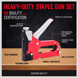 Hand Tools: Heavy Duty Staple Gun Set 2in1 Stapler 1500Pc Staples Tacker Hand Fastener Tool