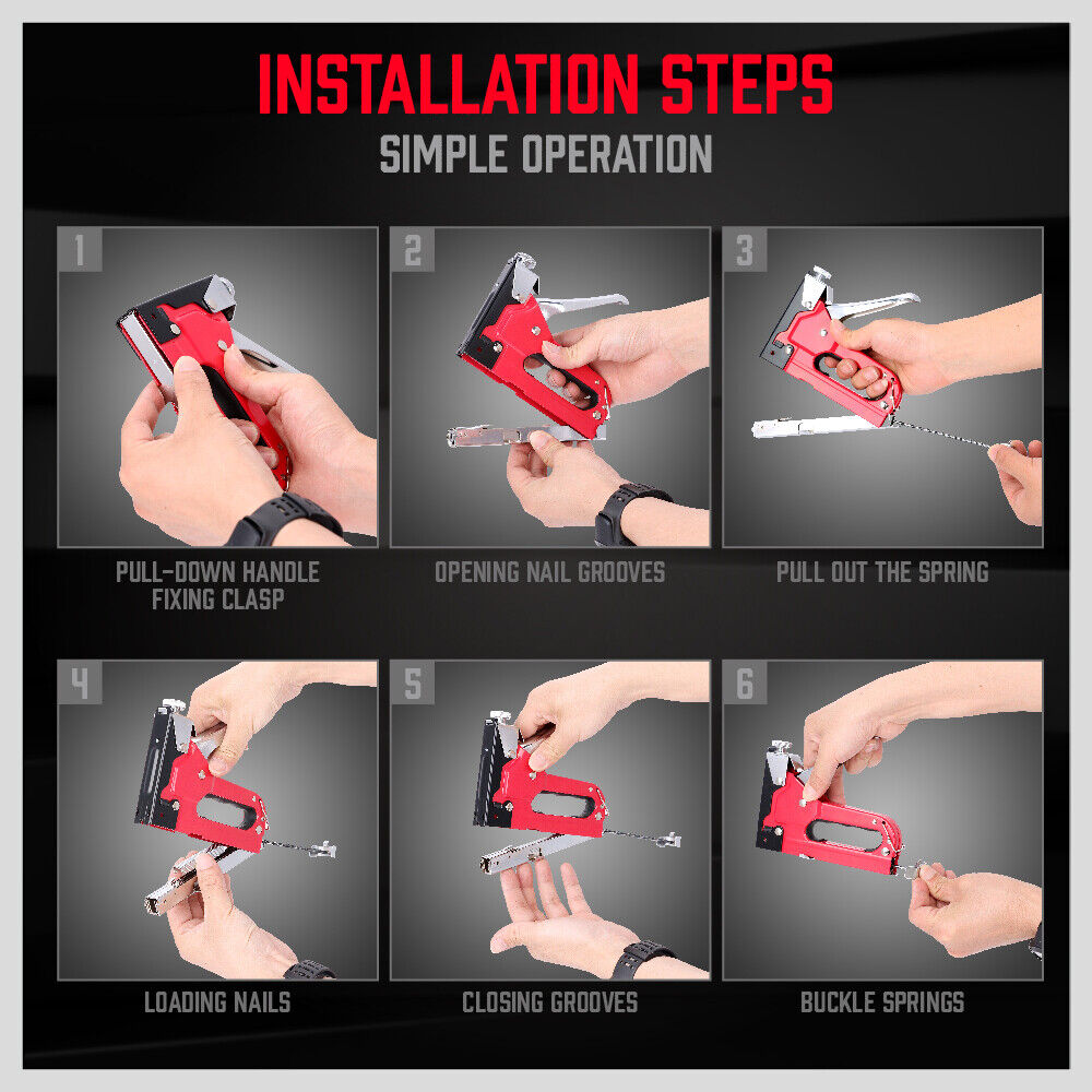 Hand Tools: Heavy Duty Staple Gun Set 2in1 Stapler 1500Pc Staples Tacker Hand Fastener Tool
