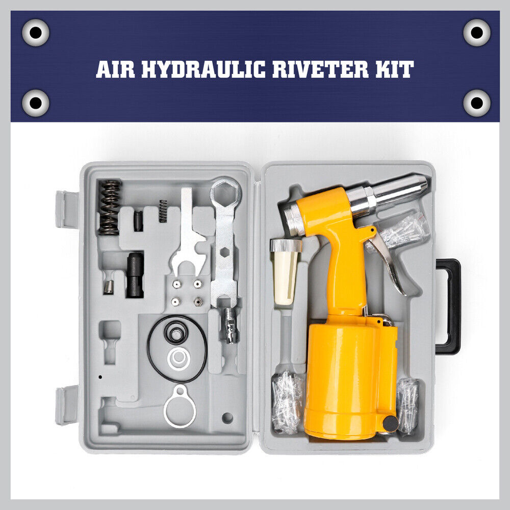 Automotive Repair & Speciality Tools: Air Hydraulic Pop Rivet Gun Pneumatic Riveter Industrial 4-Size Set With Case