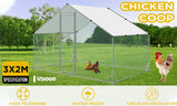 Small Animal Habitats & Cages: VaKa 3x2x1.95m Metal Walk-in Chicken Coop Rabbit Hutch Cage Hen House Chook Au