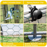 Small Animal Habitats & Cages: VaKa 3x2x1.95m Metal Walk-in Chicken Coop Rabbit Hutch Cage Hen House Chook Au