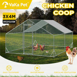 Small Animal Habitats & Cages: VaKa 3x4x1.95m Metal Walk-in Chicken Coop Rabbit Hutch Cage Hen House Chook Au