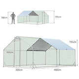 Small Animal Habitats & Cages: VaKa 3x4x1.95m Metal Walk-in Chicken Coop Rabbit Hutch Cage Hen House Chook Au
