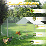 Small Animal Habitats & Cages: VaKa 3x4x1.95m Metal Walk-in Chicken Coop Rabbit Hutch Cage Hen House Chook Au