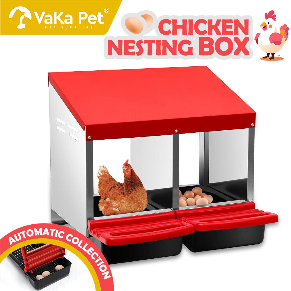 Small Animal Habitats & Cages: VaKa Chicken Hen Coop Hutch 2 Hole Inside Outside Roll Away Lay Egg Nesting Box
