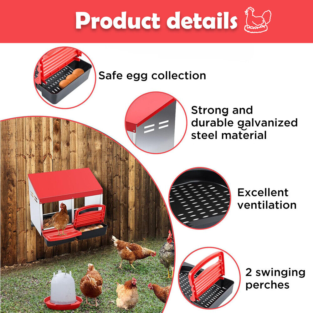 Small Animal Habitats & Cages: VaKa Chicken Hen Coop Hutch 2 Hole Inside Outside Roll Away Lay Egg Nesting Box