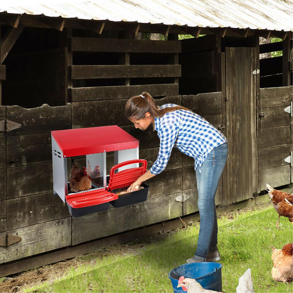 Small Animal Habitats & Cages: VaKa Chicken Hen Coop Hutch 2 Hole Inside Outside Roll Away Lay Egg Nesting Box