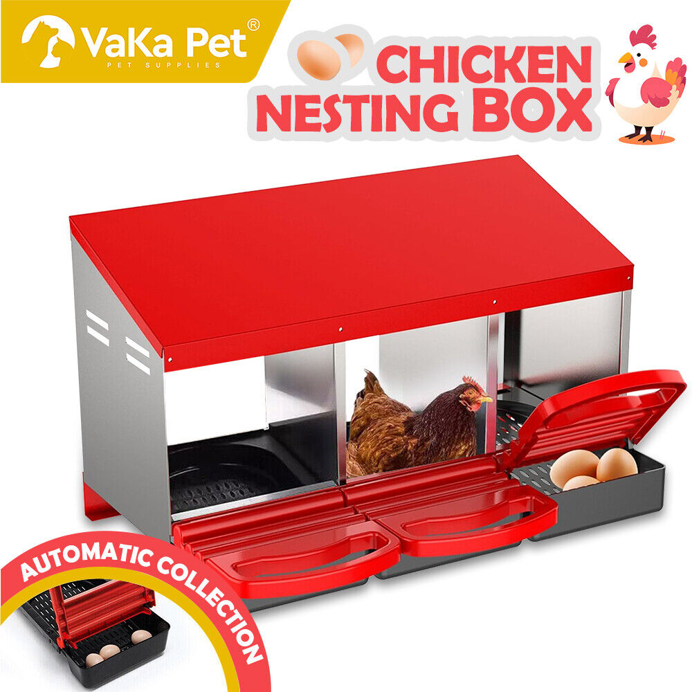 Small Animal Habitats & Cages: VaKa Chicken Hen Coop Hutch 3 Hole Inside Outside Roll Away Lay Egg Nesting Box