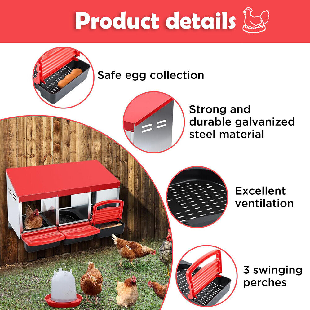 Small Animal Habitats & Cages: VaKa Chicken Hen Coop Hutch 3 Hole Inside Outside Roll Away Lay Egg Nesting Box