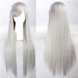 Costumes & Accessories: New 80cm Straight Sleek Long Full Hair Wigs w Side Bangs Cosplay Costume Womens, Grey
