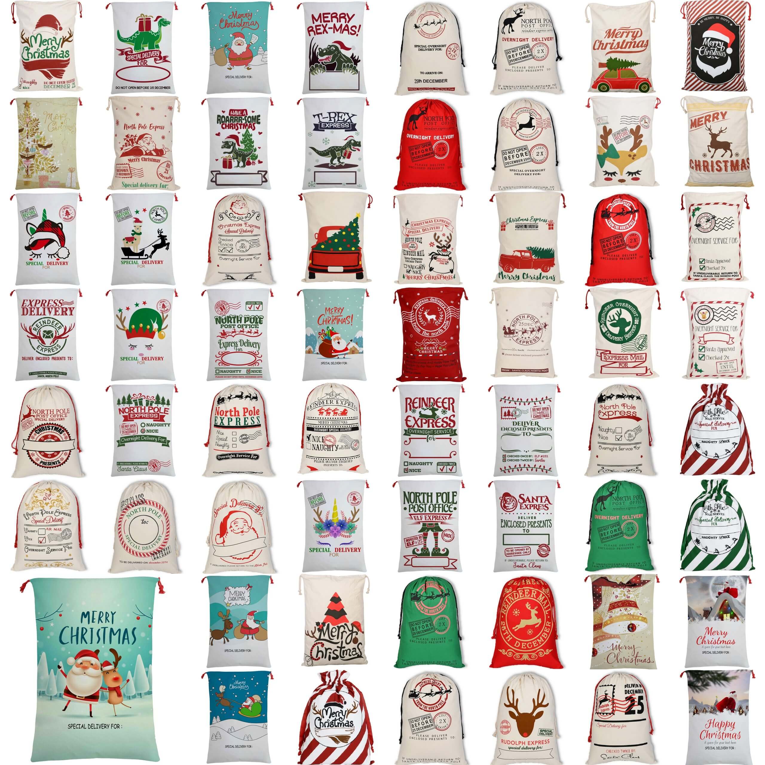 Blankets & Throws: 50x70cm Canvas Hessian Christmas Santa Sack Xmas Stocking Reindeer Kids Gift Bag, Red - Express Delivery
