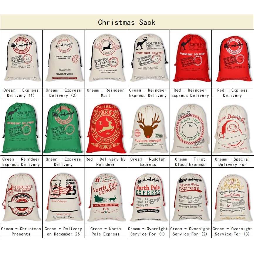 Blankets & Throws: 50x70cm Canvas Hessian Christmas Santa Sack Xmas Stocking Reindeer Kids Gift Bag, Red - Express Delivery