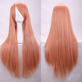 Costumes & Accessories: New 80cm Straight Sleek Long Full Hair Wigs w Side Bangs Cosplay Costume Womens, Golden Pink