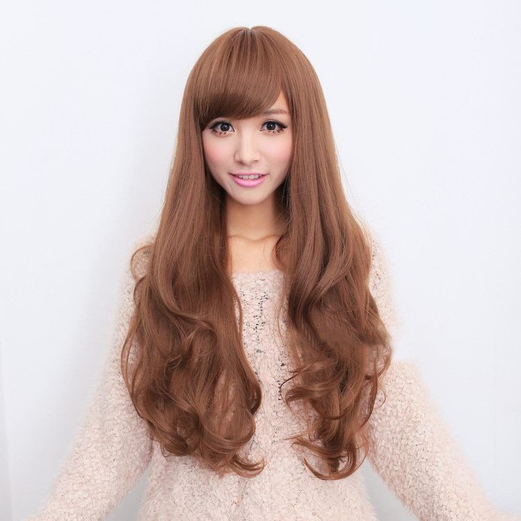 Costumes & Accessories: Long Wavy Curly Full Hair Wigs w Side Bangs Cosplay Costume Fancy Anime Womens, Flaxen