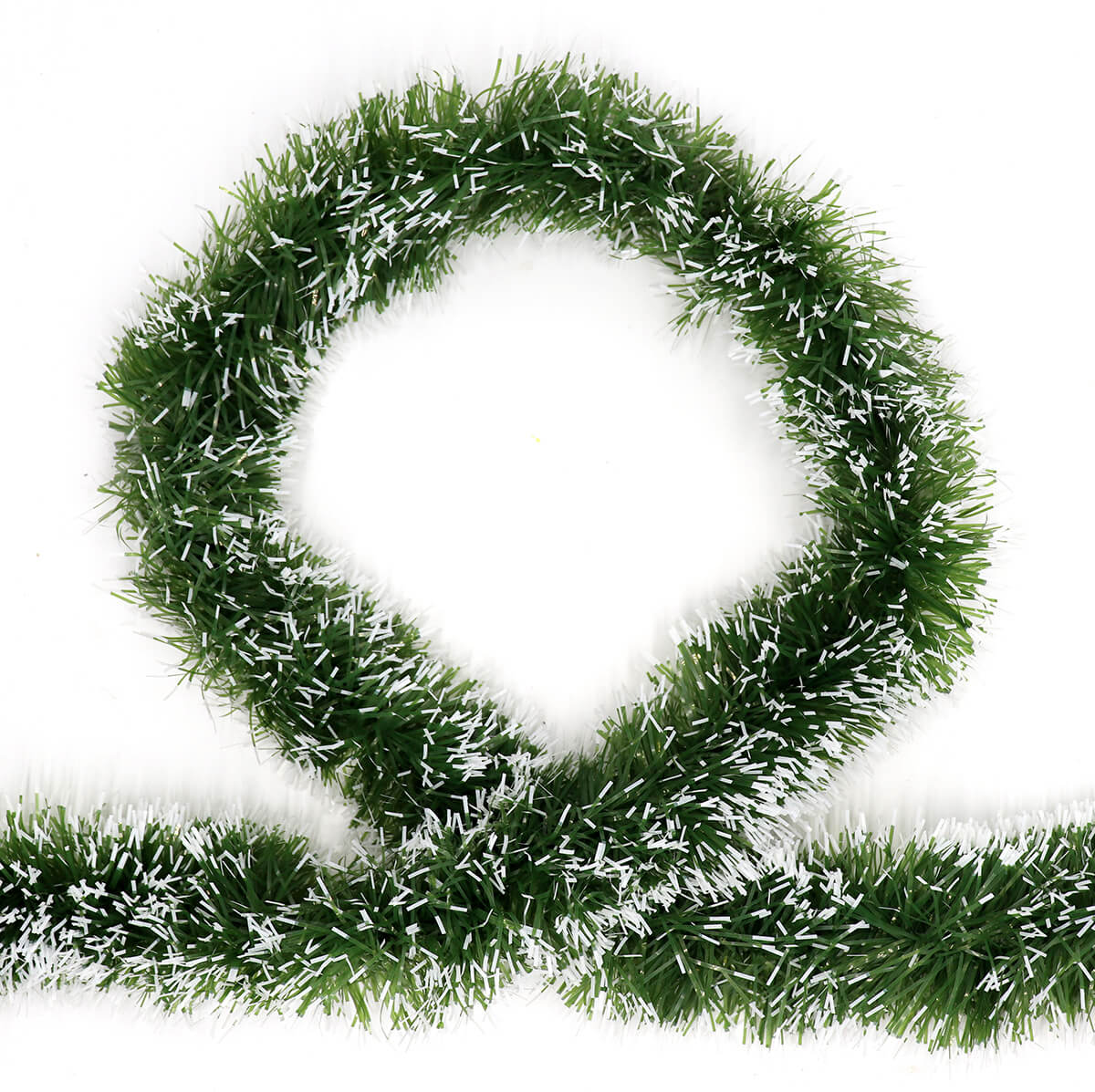 Christmas Wreaths & Garlands: 5x 2.5m Christmas Tinsel Xmas Garland Sparkly Snowflake Party Natural Home Décor, Snow Tips in Green