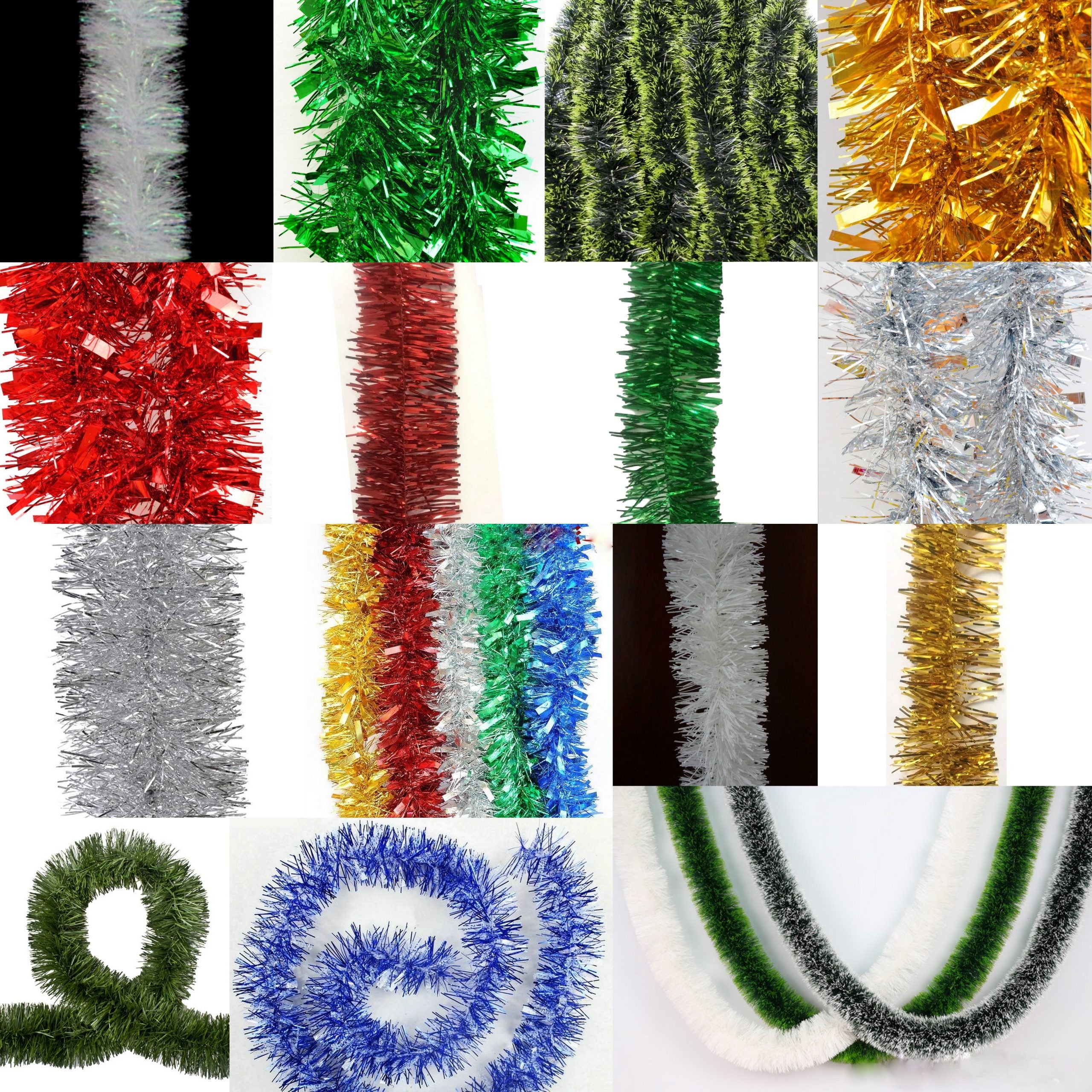 Christmas Wreaths & Garlands: 5x 2.5m Christmas Tinsel Xmas Garland Sparkly Snowflake Party Natural Home Décor, White Pearlescent