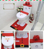 Christmas Decorations: 4pcs Christmas Toilet Seat Cover Rug Bathroom Set Santa Snowman Xmas Home Décor, Santa