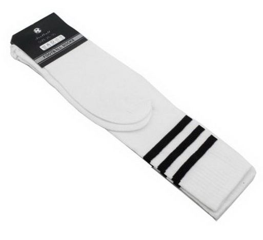 Women's Socks & Hosiery: Mens Womens Sports Breathable Tube Long High Socks Knee Warm Casual Footy Soccer, White w Black Stripes
