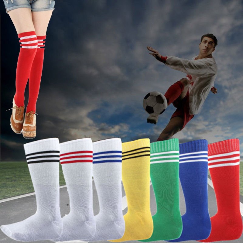 Women's Socks & Hosiery: Mens Womens Sports Breathable Tube Long High Socks Knee Warm Casual Footy Soccer, White w Black Stripes