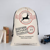 Christmas Decorations: Large Christmas XMAS Hessian Santa Sack Stocking Bag Reindeer Children Gifts Bag, Cream - Reindeer Mail