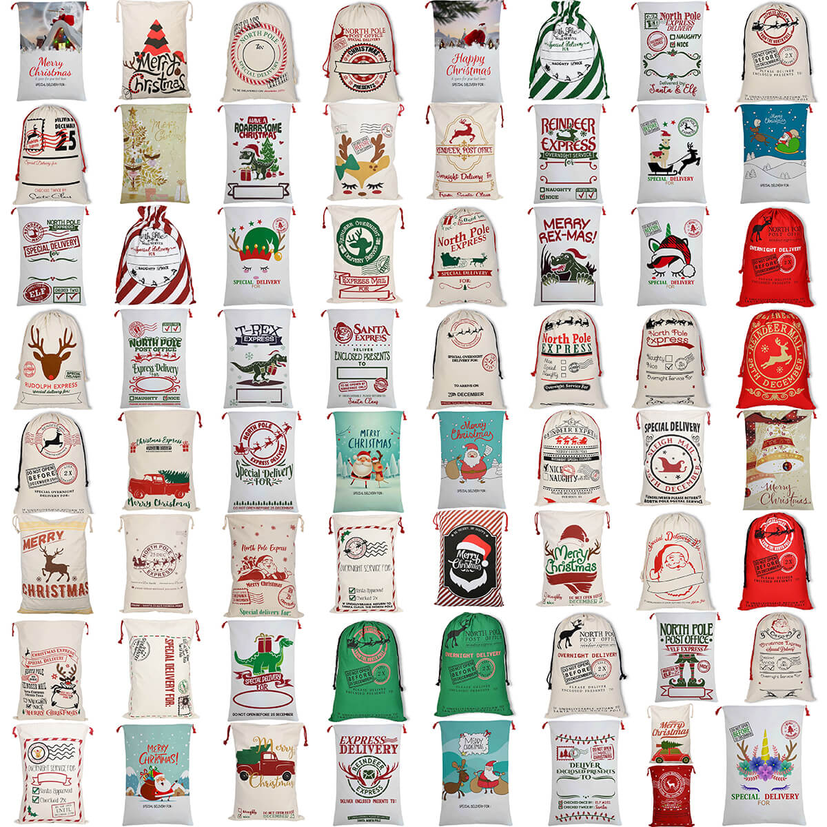 Christmas Decorations: Large Christmas XMAS Hessian Santa Sack Stocking Bag Reindeer Children Gifts Bag, Cream - Reindeer Mail
