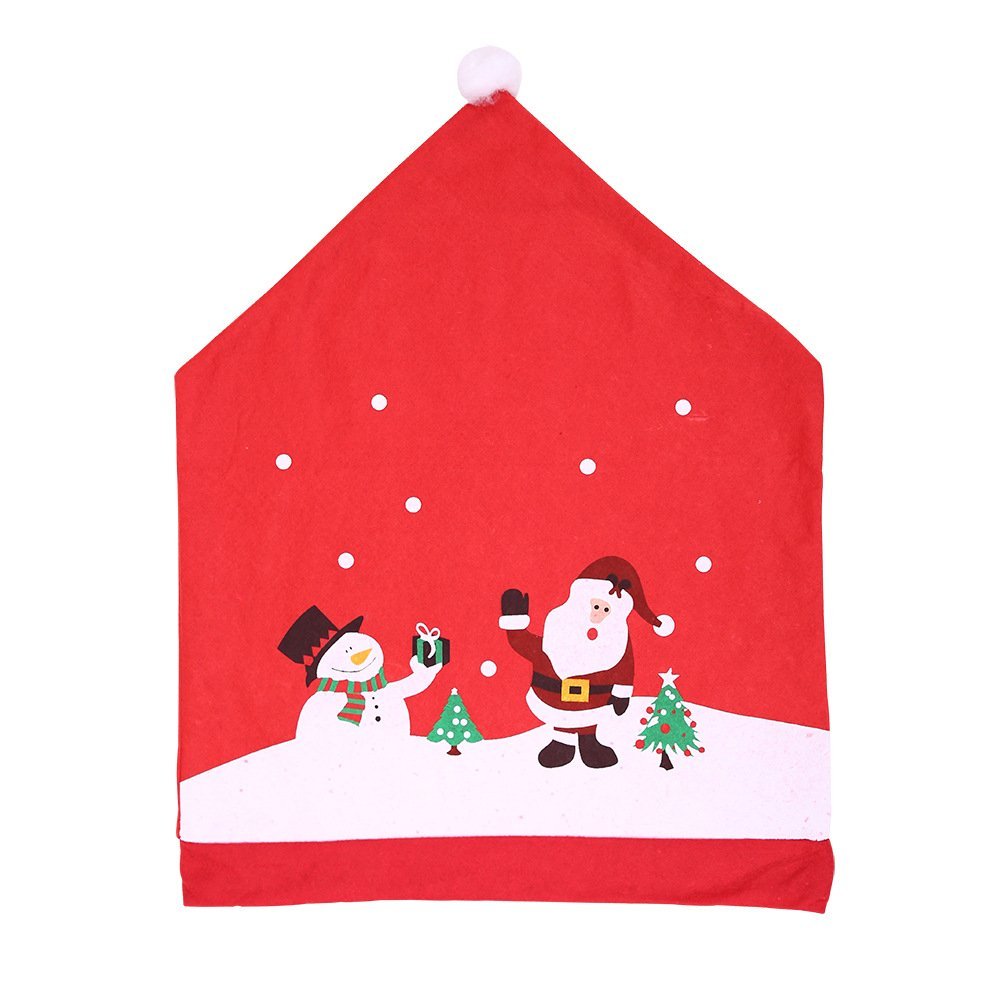 Dining Set: 6-10x Christmas Santa Hat Chair Covers Table Cloth Dinner Home Décor Ornaments, 8PCS Chair Covers