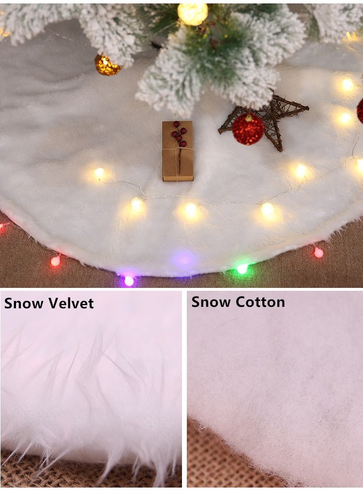 Blankets & Throws: 60/78/90/122cm Christmas Snow Plush Tree Skirt Xmas Base Floor Mat Cover Decor, 150cm (59")