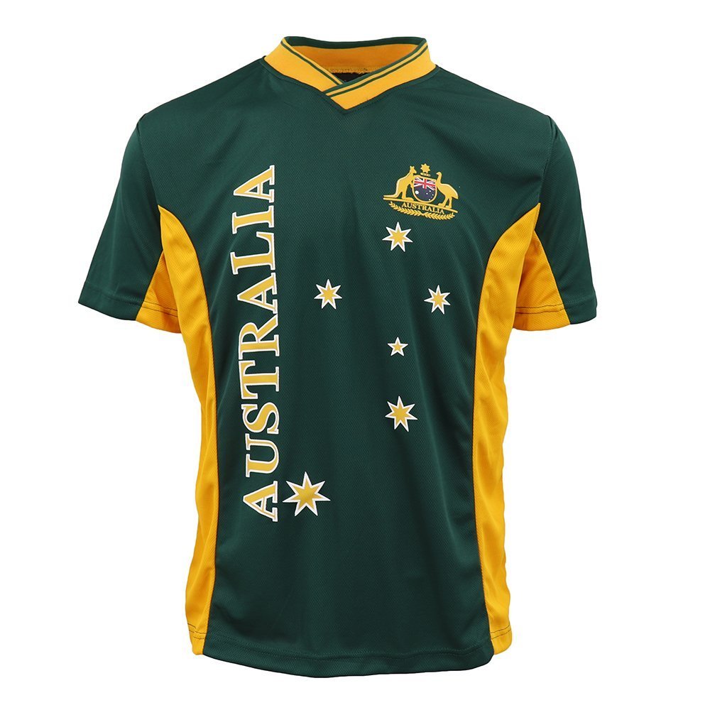 Boy's Shirts & T-shirts: Adults Kids Men's Sports Soccer Rugby Jersy T Shirt Australia Day Polo Souvenir, Green, 12 (Kids)
