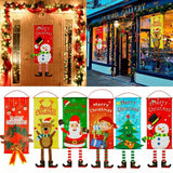 Outdoor Decorations & Lights: Christmas Hanging Banner Flag Door Window Décor Santa Reindeer Snowman Ornaments, Set of 6