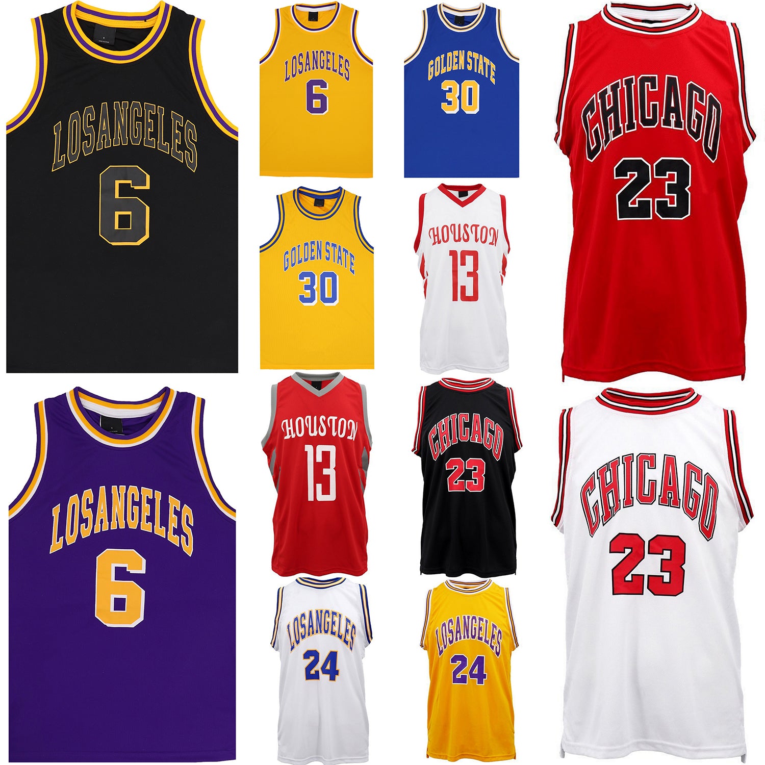 Basketball & Basketball Accessories: New Men's Basketball Jersey Sports T Shirt Tee Vest Tops Gym Chicago Los Angeles, Black - Chicago 23, L