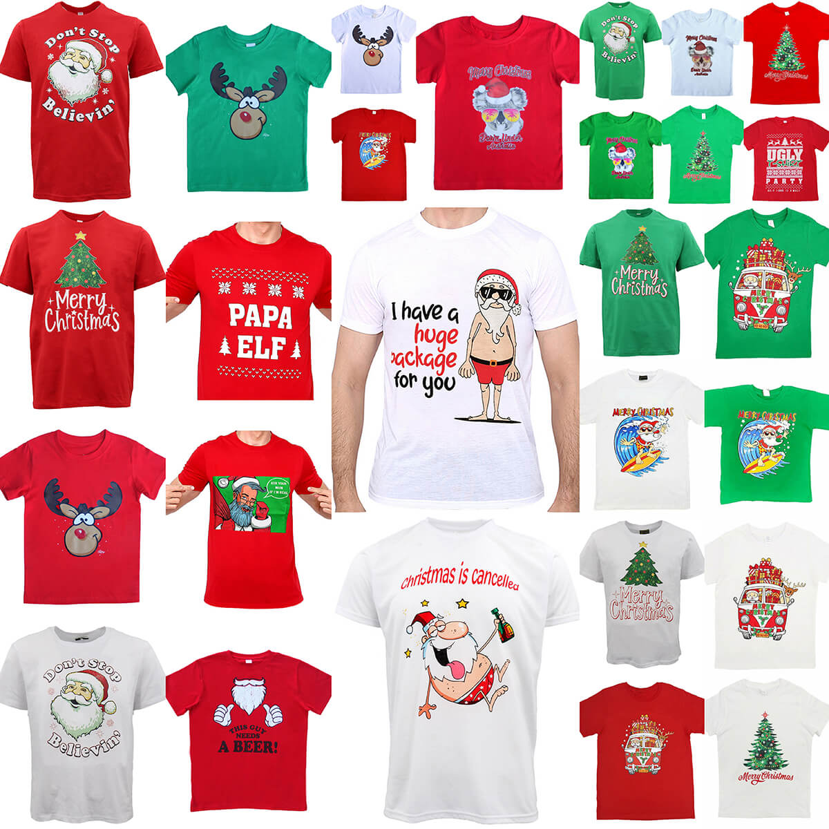 Christmas Clothing: New Funny Adult Xmas Christmas T Shirt Tee Mens Womens 100% Cotton Jolly Ugly, Santa Drive Kombi (Green), 2XL