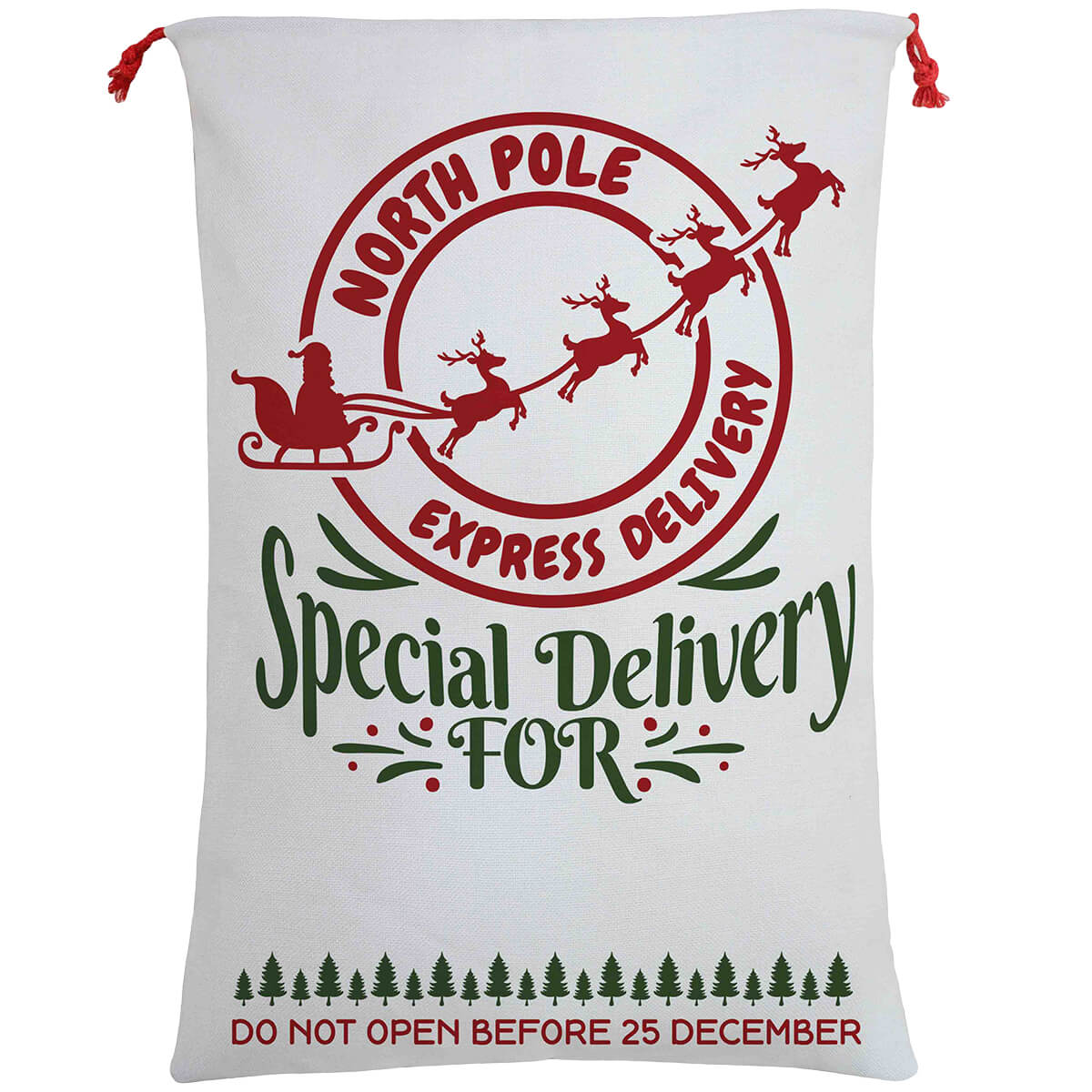 Christmas Decorations: Large Christmas XMAS Hessian Santa Sack Stocking Bag Reindeer Children Gifts Bag, Cream - North Pole Express (D)
