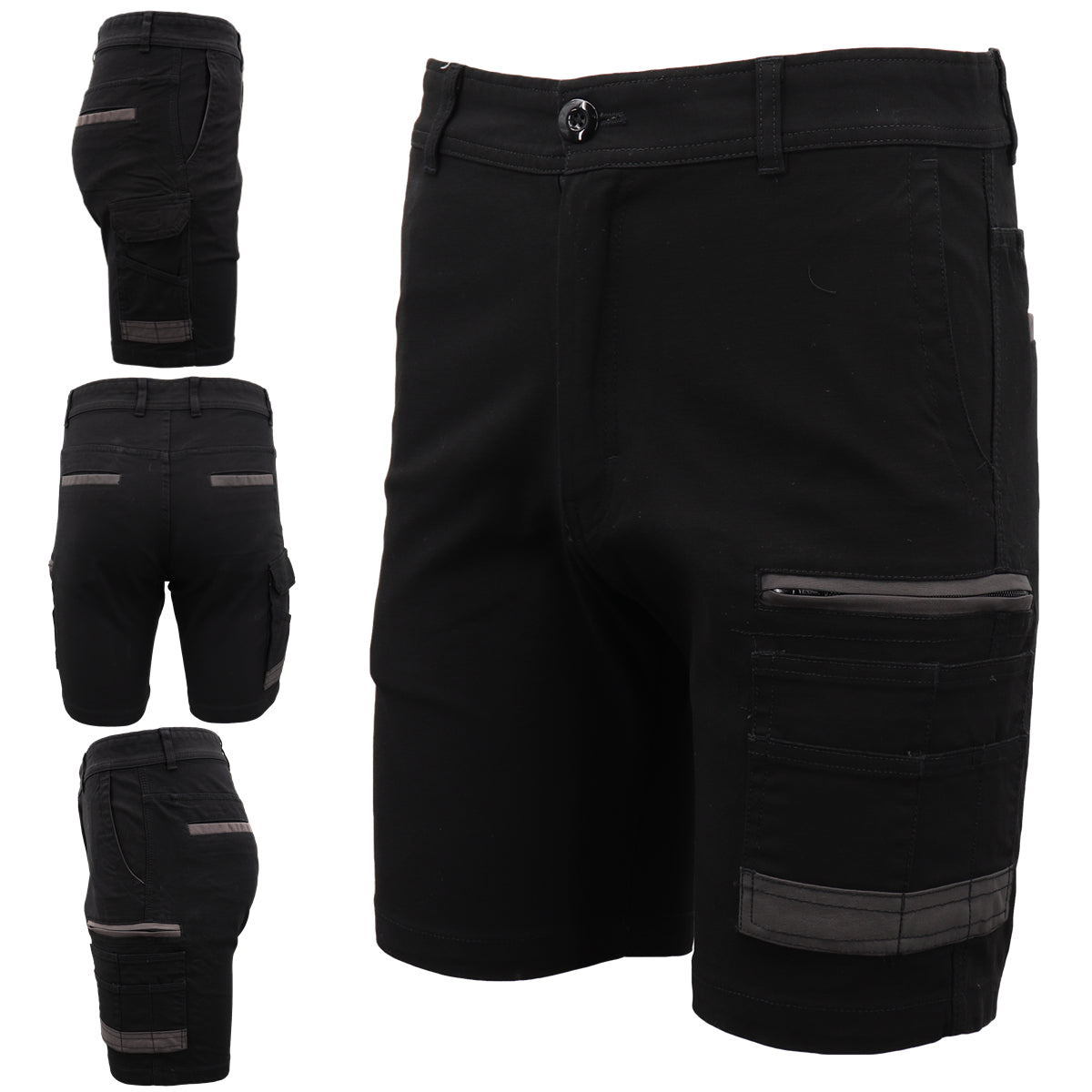 Men's Shorts: Mens Cargo Cotton Drill Work Shorts UPF 50+ 13 Pockets Tradies Workwear Trousers, Navy, 34